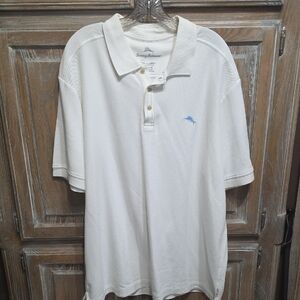 Tommy Bahama White Polo Shirt with Blue Logo